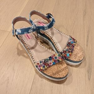 Floral Cork Platform Sandals